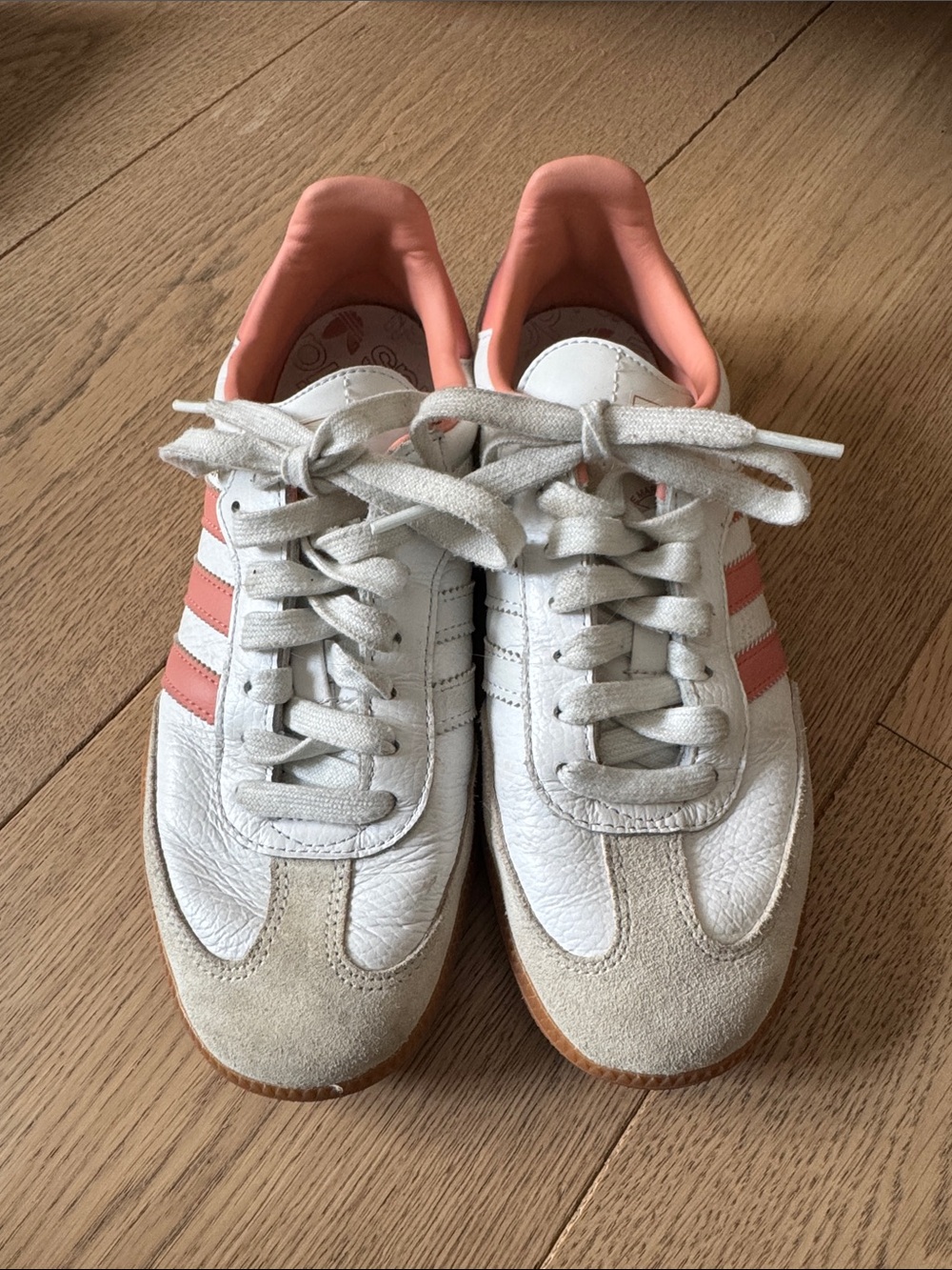 Adidas Women's White and Coral Samba OG Sneakers